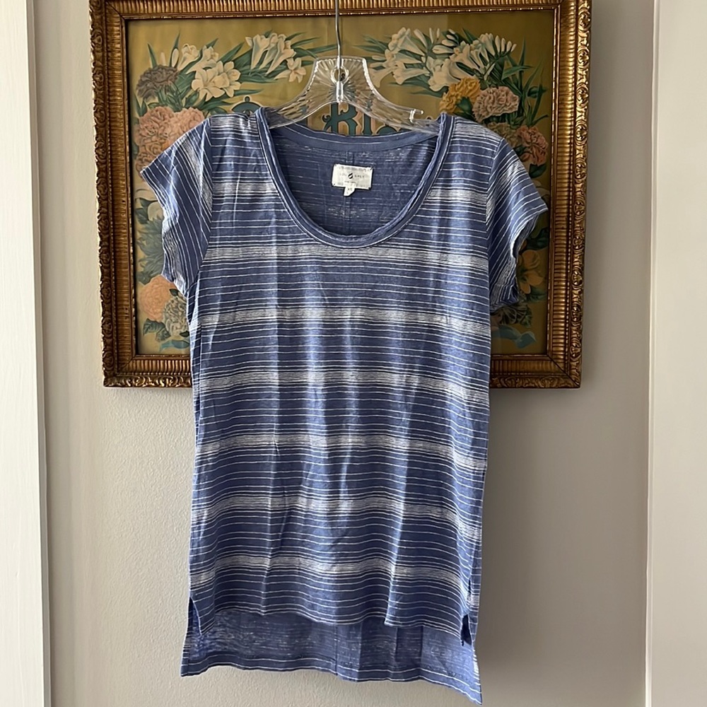 Lou & Grey Striped Linen Tee. EUC. Size XS